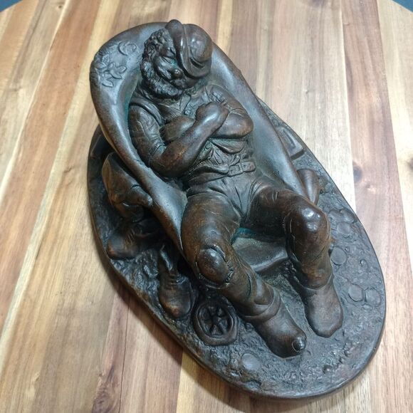 Vintage Home Decor Drunk Vagabond Hobo Man Passed‎ Out Bathtub Folk Art Western - Picture 1 of 16